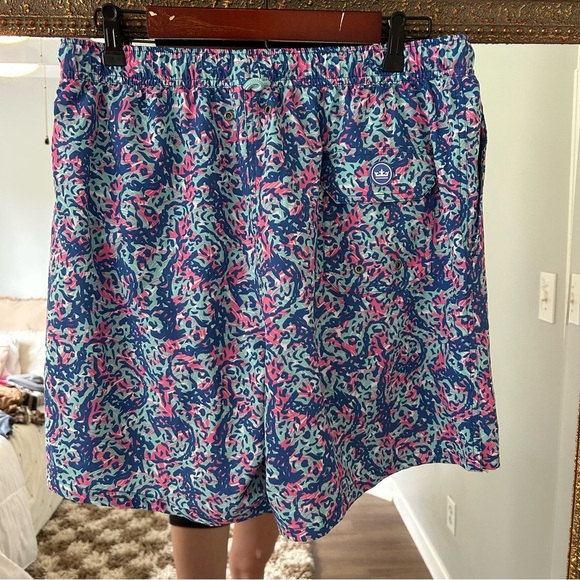 Peter Millar Vibrant Blue and Pink Swim Trunks Shorts - Picture 2 of 4